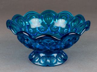 Vintage L.  E.  Smith Colonial Blue Moon And Stars Footed Compote Candy Dish Bowl