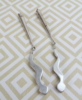 Vintage Pair Snake Dangle Sterling Silver Native American Bolo Tie Tips