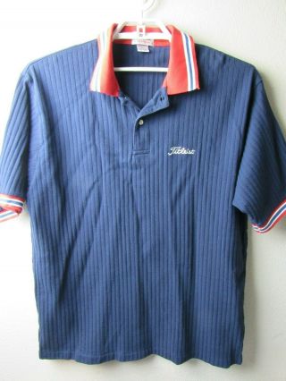 Vtg Titleist By Corbin Polo Shirt Xl X - Lrg Red Wht Blu Combed Cotton