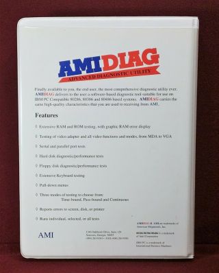 AMIDIAG Advanced Diagnostic Utility 286,  386,  & 486 IBM & compatibles 5.  25 