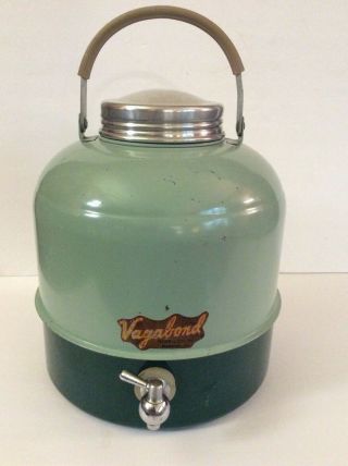 Vintage Vagabond Metal Thermos Jug Cooler With Spigot Tap