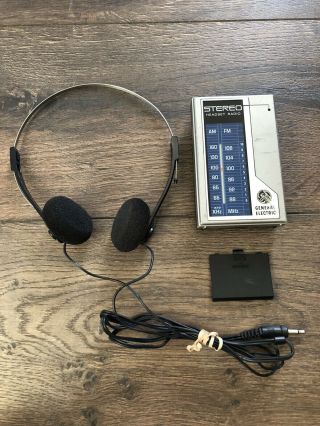 Vintage General Electric Pocket Am/fm Stereo Headset Radio 7 - 1625a Ge