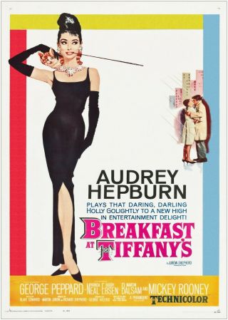 Breakfast At Tiffanys Audrey Hepburn Vintage Movie Large Poster Art Print A0 A1