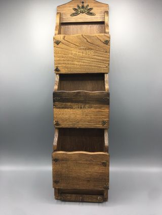 Vintage Wood 3 Tier Letter &key Holder Wall Decor