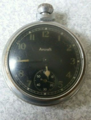 Vintage Black Faced Pocket Watch - Aircraft - Mark 196