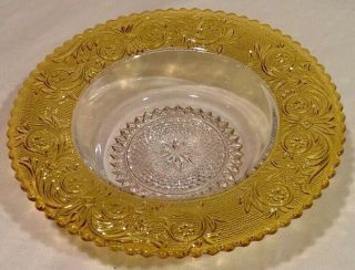 Vintage Set Of 6 Duncan Miller Sandwitch Glass Bowls W/Yellow Rims 4