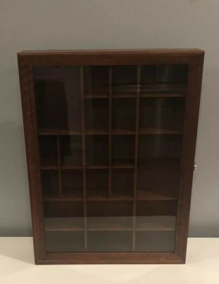 Vintage Wooden Wall Hanging Glass Display Case Curio Shadowbox Cabinet