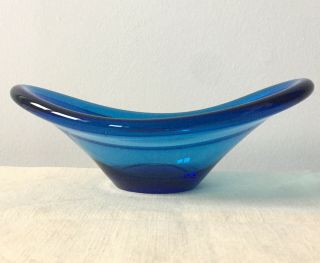 Vintage Blue Aqua Art Glass Dish Bowl Mid Century Modern Italy 8 " X5.  5 " (20x14cm)