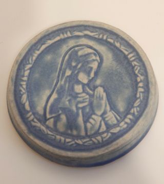 Vintage Pewabic Pottery Glazed Tile Of The Blessed Virgin Mary 2003 A053