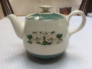 Vintage Homer Laughlin Eggshell Cavalier Teapot Jade With Gardenias C53n5