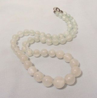Vintage Necklace,  Opalescent Glass Moonstone Beads,  Graduating Size,  46.  5 Cms