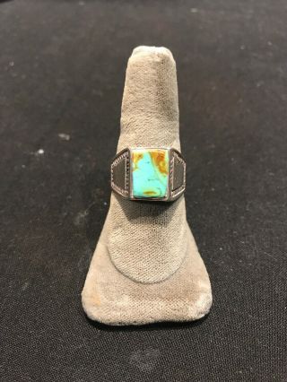 Vintage Sterling Silver & Turquoise Southwest Navajo Ring Sz 10 1/4 11.  4grams