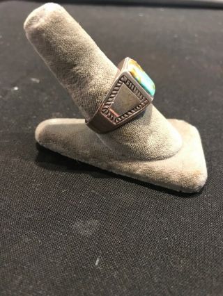Vintage Sterling Silver & Turquoise Southwest Navajo Ring Sz 10 1/4 11.  4Grams 2