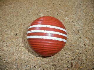 1 Vintage Orange Croquet Ball Wooden Triple Striped Ribbed - 3 " Forster