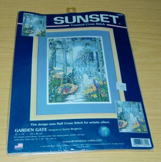 VINTAGE 2001 SUNSET Cross Stitch Kit GARDEN GATE Sandy Bergeron 2