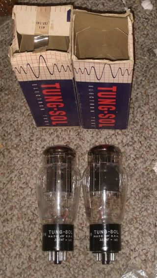 Matched.  Nos Pair.  Tung Sol 5998 // 2399 Black Plate Audio Tubes - 12
