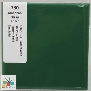 Mmt - 730 Vintage Ceramic Ao Tile 103 Hunter Green Glossy Solid
