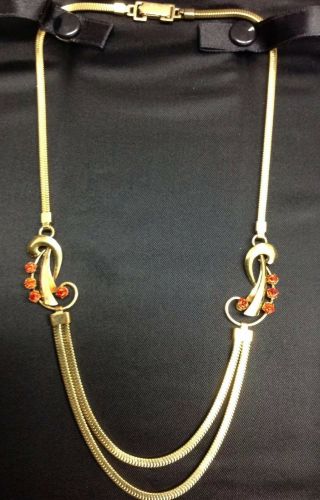 Vtg.  Carl - Art Orange Rhinestone Snake Chain Necklace/choker