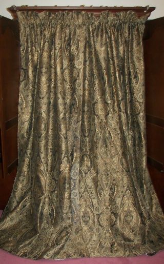 1st Vintage Victorian Baroque Gold Floral Silk French Country Drapes Curtains