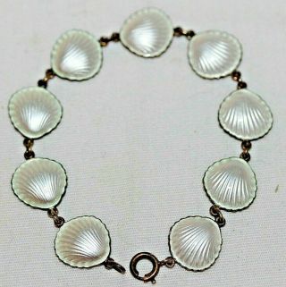 Vintage Elvik & Co Norway Sterling Silver Pearl White Enamel 7 " Bracelet 13.  1g