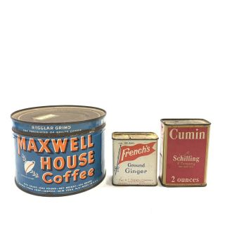 Vintage Maxwell House Coffee Can Tin And Cumin Ground Ginger