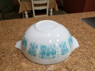 Vintage Pyrex Amish Butterprint Cinderella Bowl 444 Turquoise on White 4 Qt 2