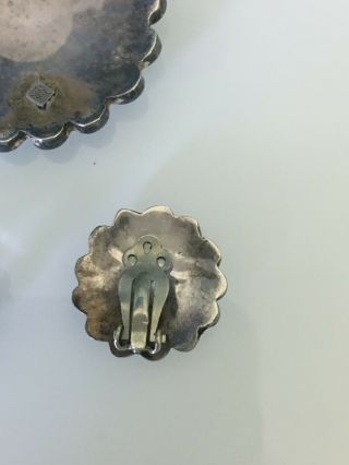 Handmade VINTAGE Zuni Sunface Sterling Pendant/Pin,  Earring SET 5