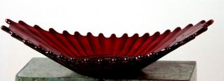 Vintage Ruby Red Stretched Art Glass Nut Candy Dish