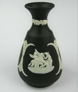 Vintage Wedgwood Jasperware Black Bud Vase