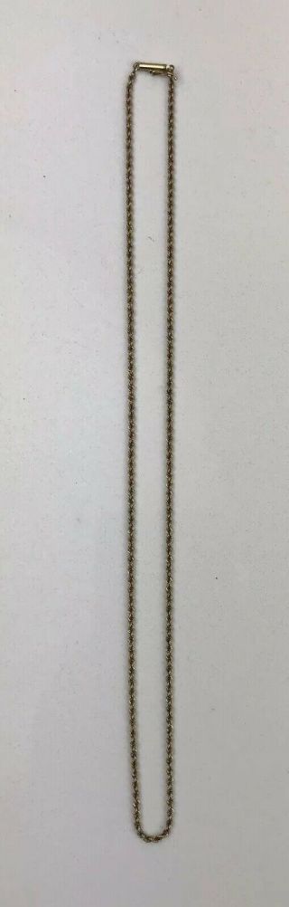 Vintage 14k Yellow Gold 18 " Delicate Twisted Rope Chain Necklace W/safety Latch