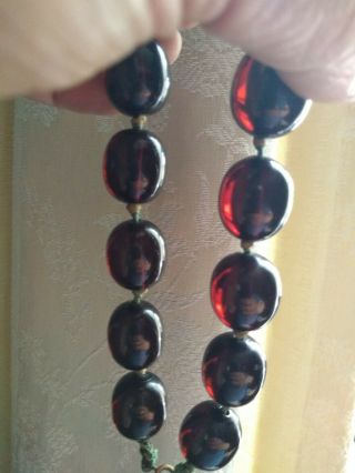 Vintage Cherry Amber Faturan Bakelite Large Bead Necklace 82 Grams