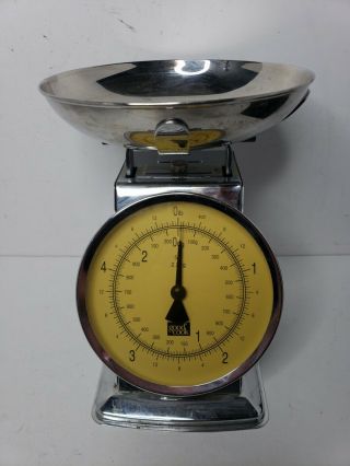 Vintage Kitchen Food Mechanical Scale Tool Analog Dial Removable Bowl 10 " T × 8 " W