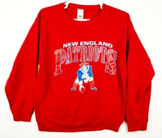 Vintage 1980s England Patriots Nfl Sweatshirt Red Men 