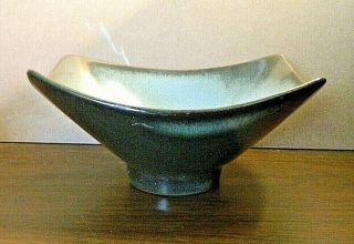 Vintage Frankoma F34 Green And Brown Deep Asian Style Rice Bowl Dish