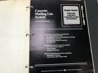 Radio Shack TRS - 80 Model I Cassette Tape Mailing List 26 - 1503 Software 6