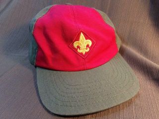 Vintage Bsa Boy Scouts Of America Green/red Twill Cap/hat Snapback Nwot