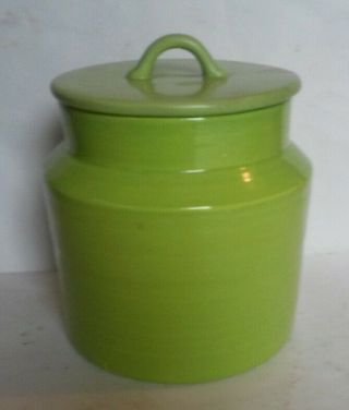 Royal Haeger Lime Green Kitchen Canister 8 " Tall With Lid Vintage
