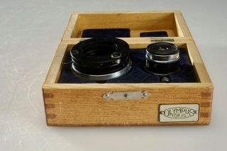 Vintage Olympus Fh Tokyo Condenser Lens With P010x Po10x Eyepiece Wood Case