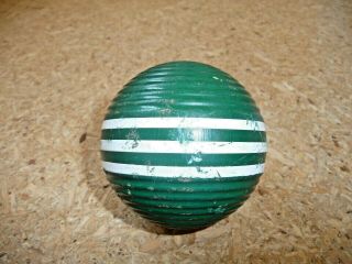1 Vintage Green Croquet Ball Wooden Triple Striped Ribbed - 3 " Forster