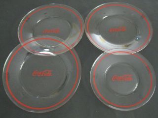 Vintage Coca - Cola Glass Plates Anchor Hocking 1 - Salad (8 ") And 3 - Dinner (10 ")