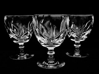 3 Vintage Steuben Art Glass Water Goblets W/ Cut Leaves & Wafer Stem 6268 - 2