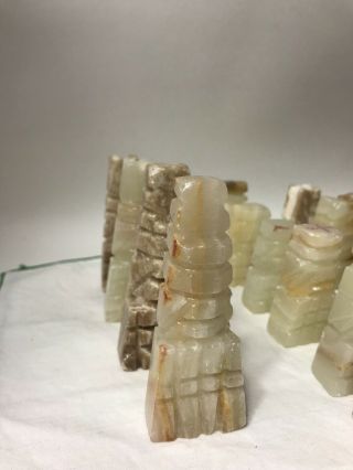 Vintage CHESS SET MEXICAN AZTEC MAYAN Marble STONE QUARTZ Hand CARVED 32 PIECE 5