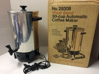 Vintage West Bend 29308 12 - 30 Cup Aluminum Automatic Coffee Maker