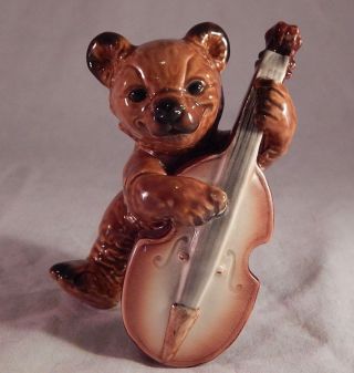 Vintage Goebel Bear Cello Instrument Musical Animal Figurine Germany