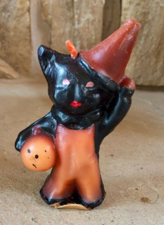 Vintage Gurley Halloween Candle Black Cat With Jack O’ Lantern Non Burnt