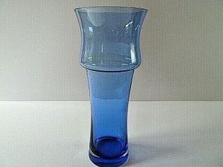 Vintage Riihimaki Blue Art Glass Vase Designed By Tamara Aladdin - - 25cm Tall