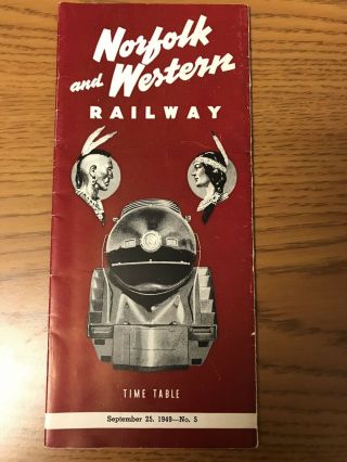 Norfolk & Western Vintage Railway Railroad Train Timetable September 25,  1949