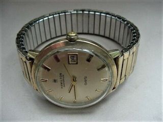 Vintage 10k Gold Filled Hamilton Quartz Masterpiece Mens Mans Wrist Watch