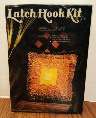 Vintage 1979 Sew Simple Squares Latch Hook Kit Style T513 12 X 12