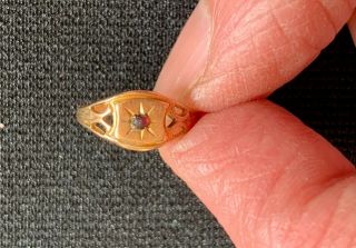 Vintage 10K Gold Baby Ring Red Stone Size 1 1/2 3